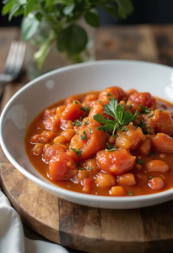 Salsa de tomate provenzal servida con pasta fresca