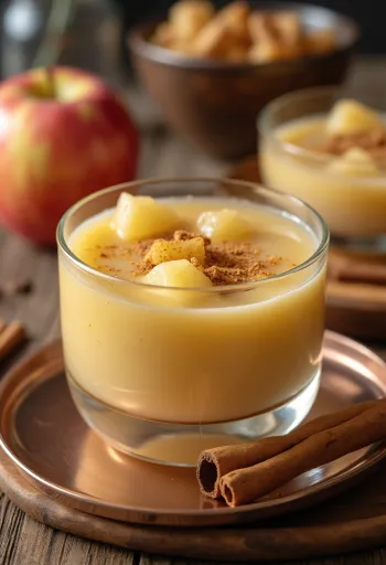 Sopa de manzana refrescante con canela y nata montada