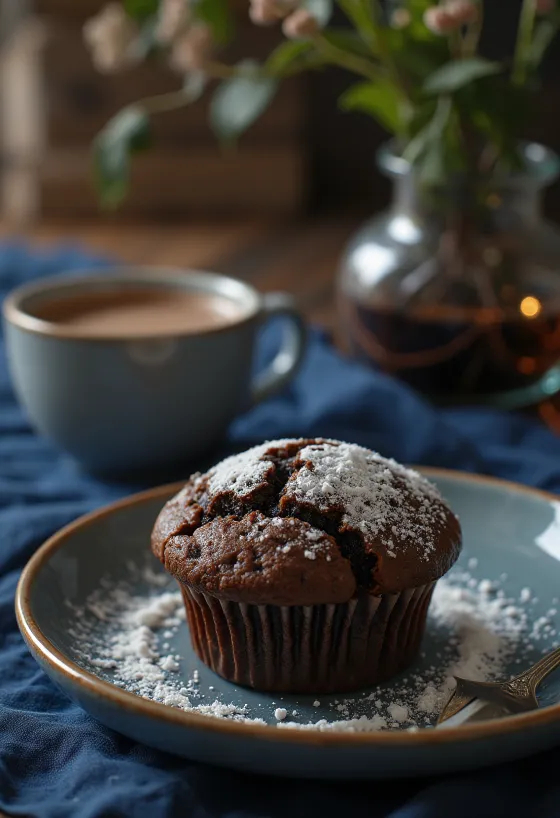 Muffins de cacao servidos en un plato