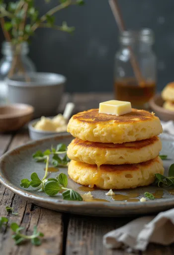 Pikelet tortitas británicas y australianas servidas