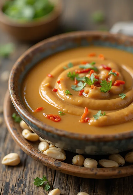 Salsa de cacahuete servida con rollitos de primavera