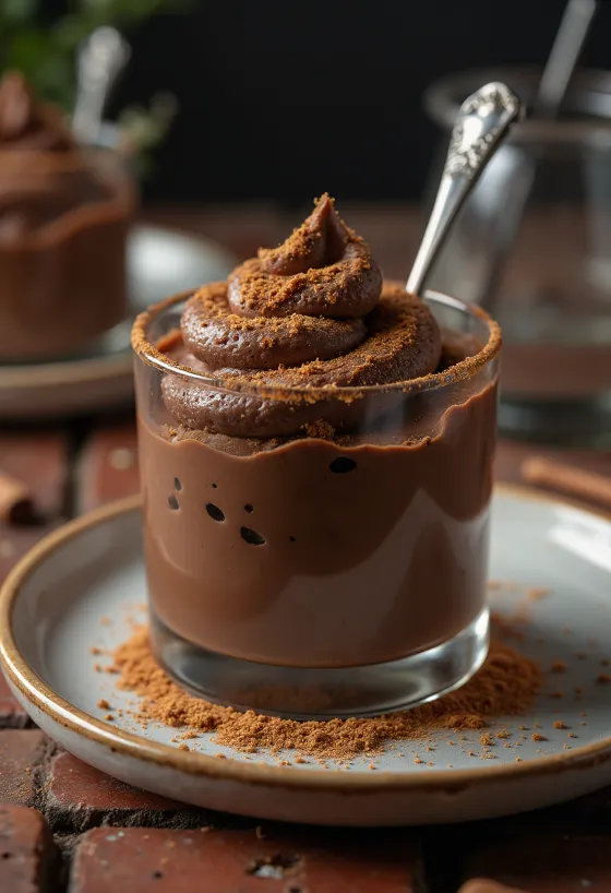 Mousse de chocolate y canela en vasos