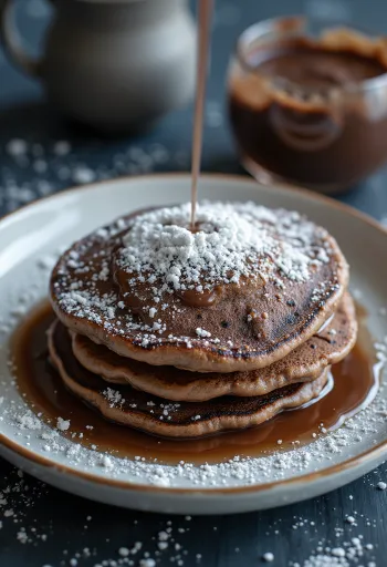 Crêpes de cacao espolvoreadas con azúcar glas