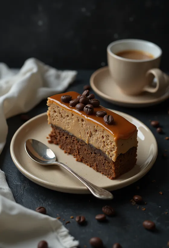Tarta de café con caramelo cremoso