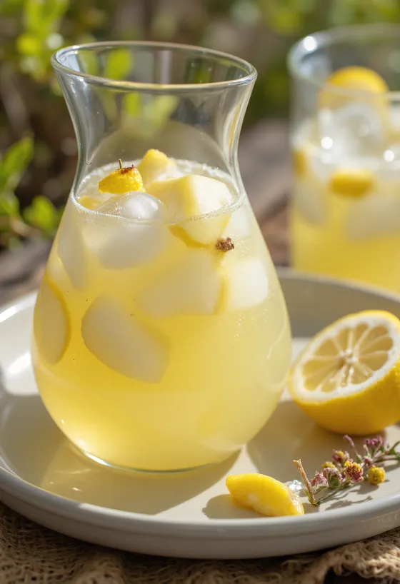 Limonada de pera servida en vaso