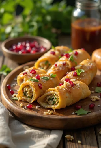 Versión vegana del Badrijani, servido en salsa especiada, decorado con cilantro