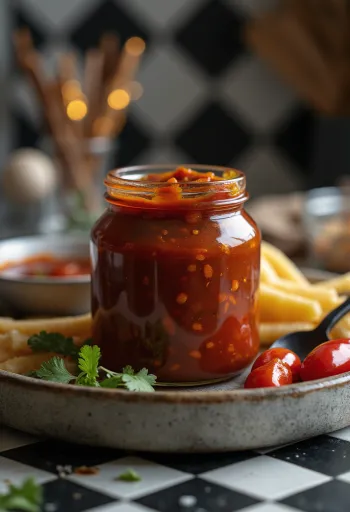 Salsa barbacoa de chile ahumado servida