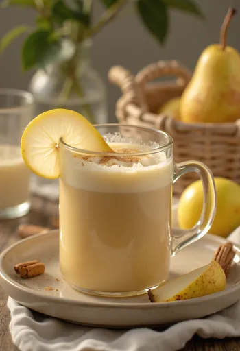 Sidra de pera a la crema servida en vaso