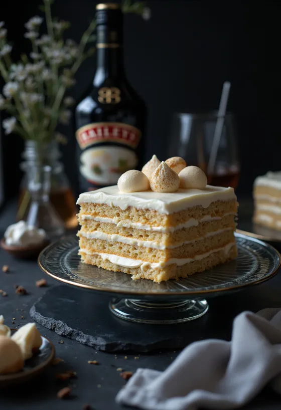 Tarta de mousse de Baileys con superficie lisa