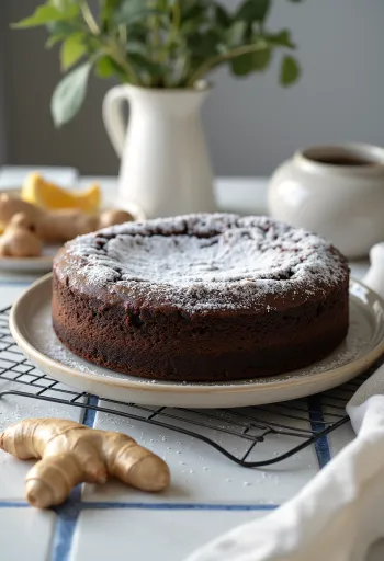 Tarta de chocolate y jengibre con azúcar glas