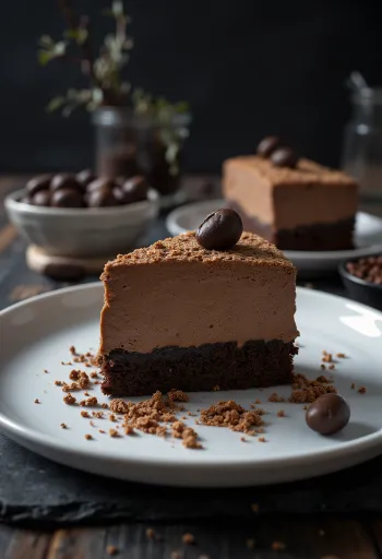 Tarta mousse de café y chocolate decorada