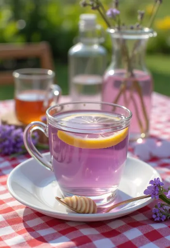 Infusión de lavanda recién servida