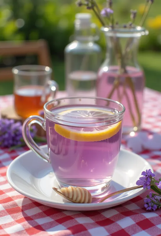 Infusión de lavanda recién servida