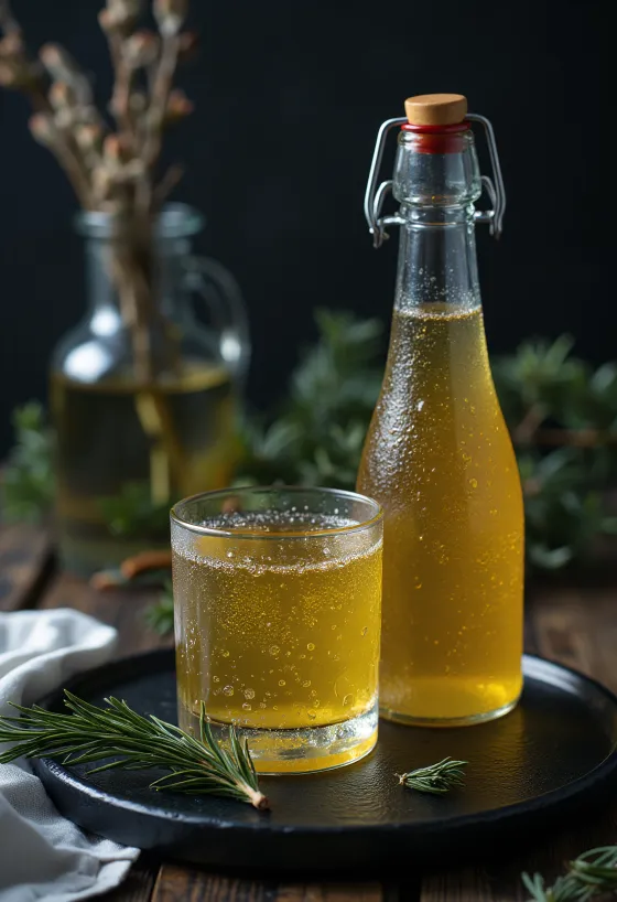 Sidra escandinava de pino servida en vaso