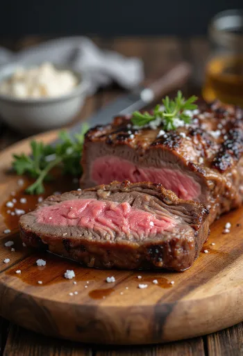 Picanha, filetes de ternera brasileña a la parrilla con patatas y chimichurri