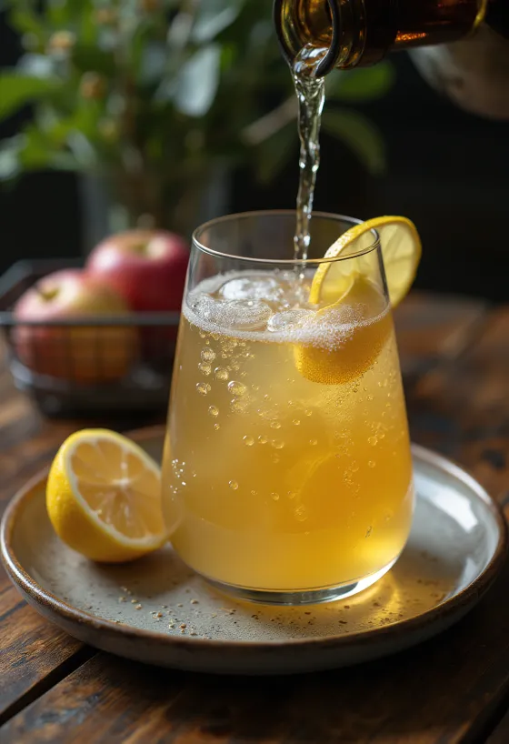 Sidra natural española servida en vaso