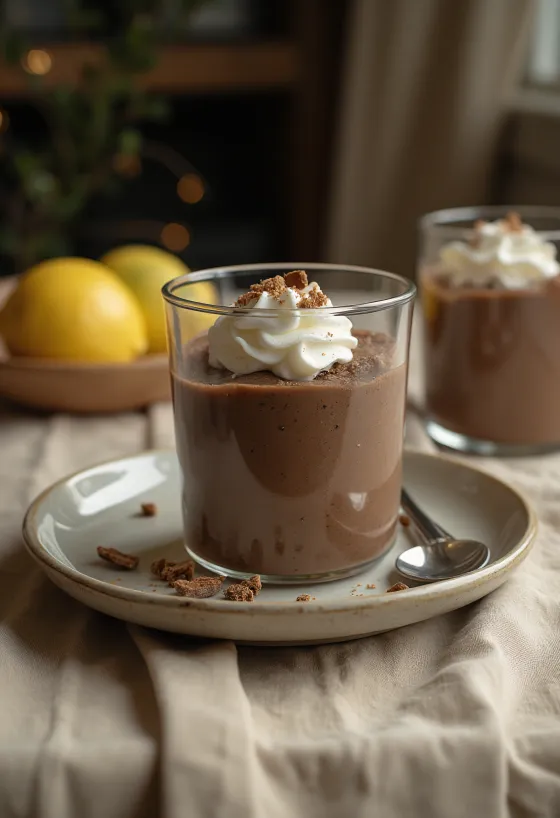 Mousse de chocolate al limón servida en copas