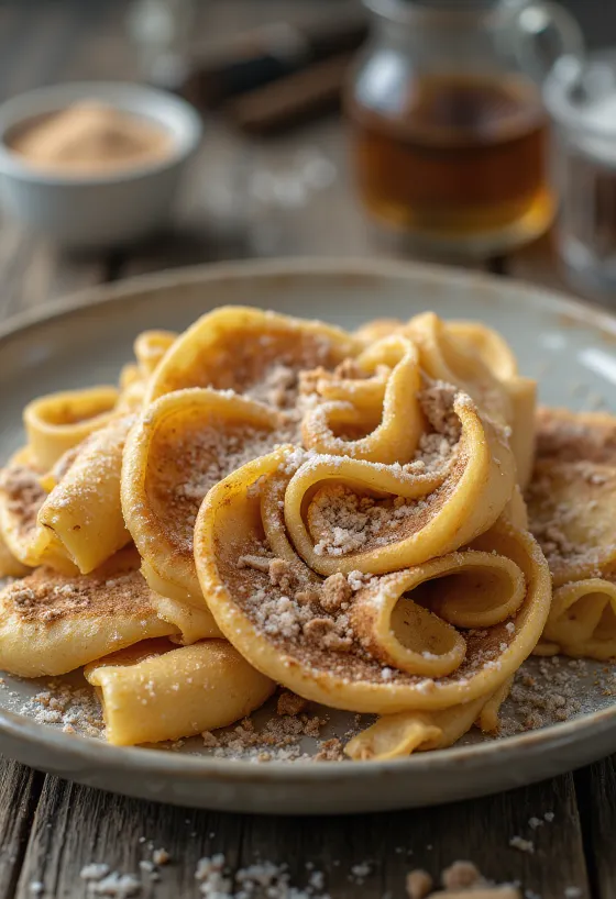 Crêpes de azúcar y canela servidas