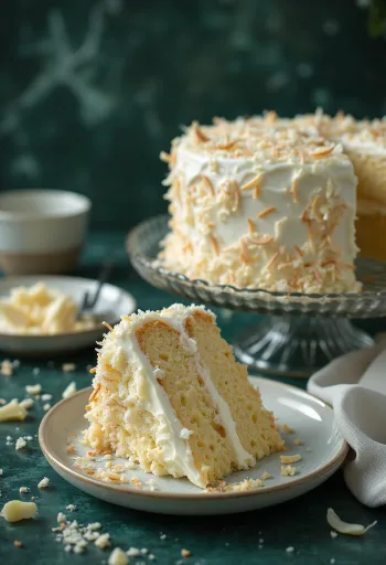 Tarta cremosa de coco con mucho coco rallado