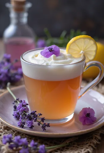 Sidra a la lavanda servida en vaso