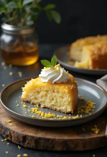 Tarta de harina de coco decorada con frutas frescas