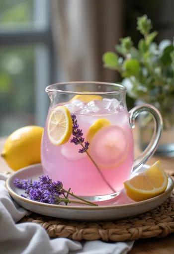 Limonada de lavanda servida en vaso
