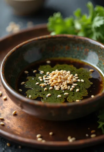 Salsa de soja al wasabi servida junto a sushi