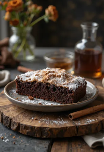 Tarta de chocolate y canela con azúcar glas