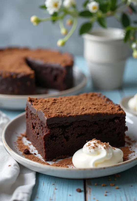 Tarta de ron y café decorada con virutas de chocolate