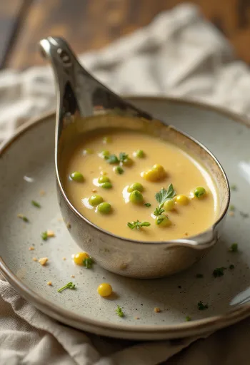 Salsa de mantequilla a la pimienta verde servida