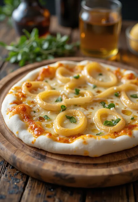 Pizza ai Cipollotti con cebolleta y queso