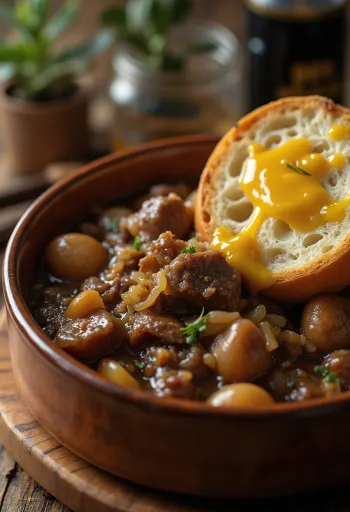 Carbonnade Flamande servida con puré de patatas