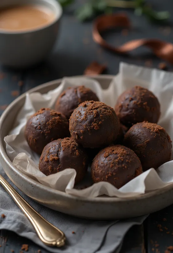Trufas de chocolate servidas