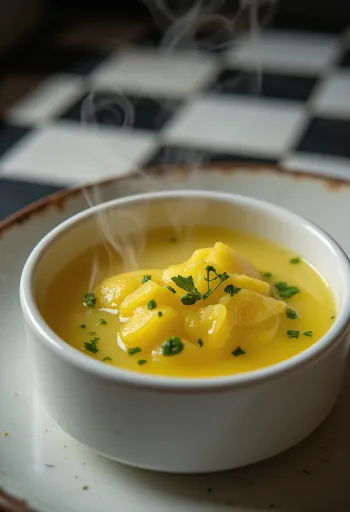 Salsa de mantequilla a las finas hierbas servida junto a pescado a la parrilla