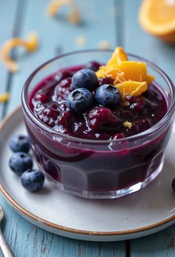 Salsa de arándanos a la naranja servida