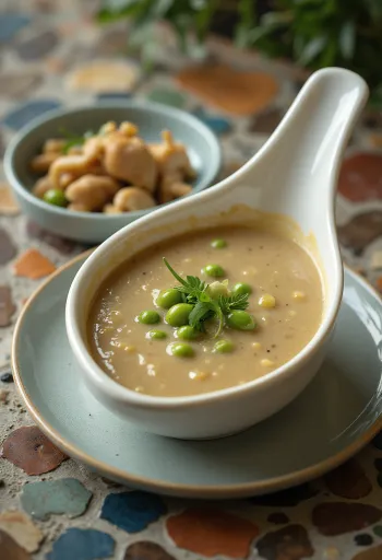 Salsa a la pimienta verde servida