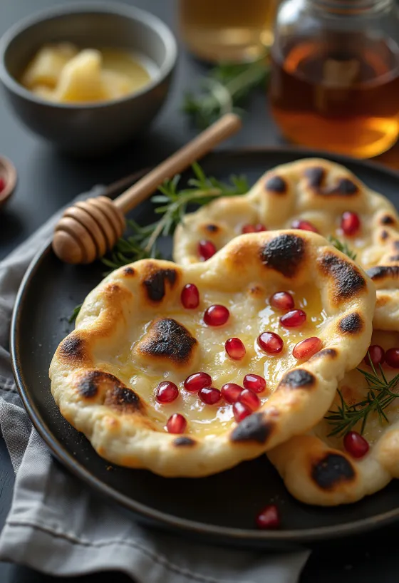 Naan de granada servido