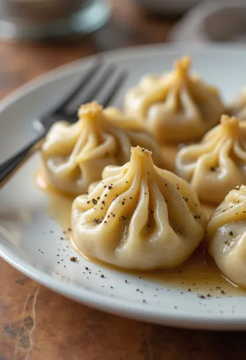 Khinkali, dumplings de carne servidos
