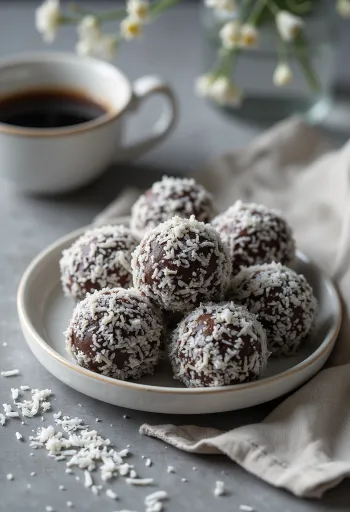 Bolitas de coco servidas en una bandeja