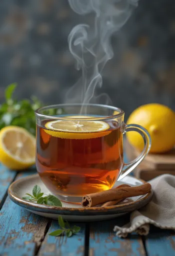 Té al limón con ron en vaso de cristal