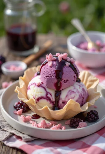 Cucurucho de helado Cornetto de Frutos del Bosque con salsa de frutas