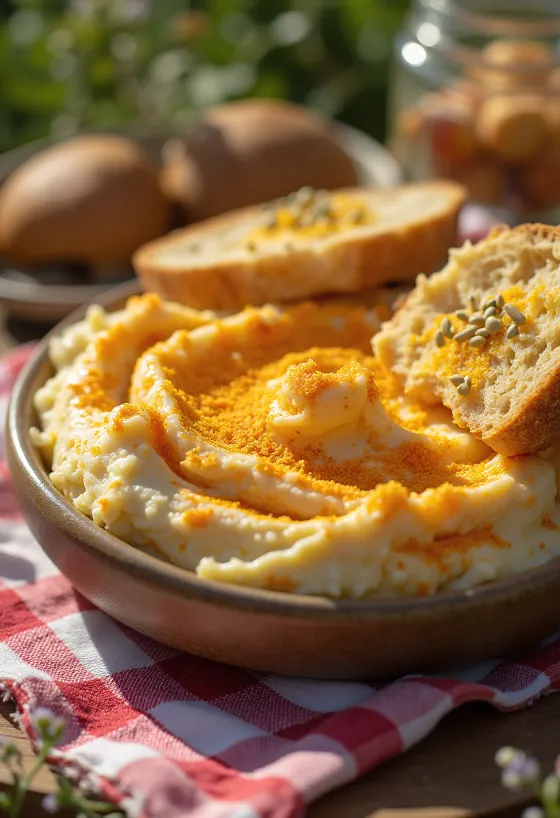 Körözött servido con verduras frescas y untado en tostadas