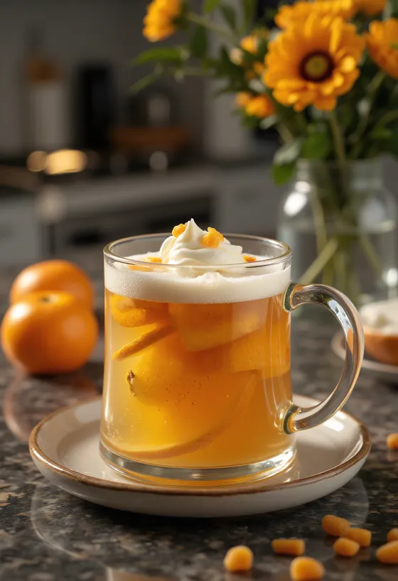 Sidra con menta y cítricos servida en vaso