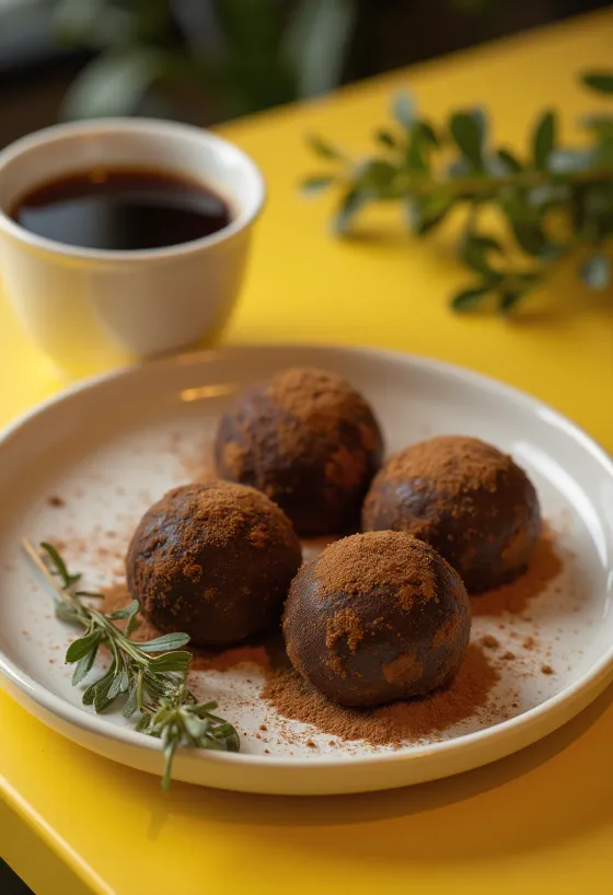 Trufas de chocolate a la canela rebozadas en cacao