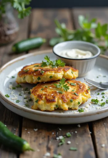 Kolokithokeftedes con queso parmesano, buñuelos de verduras con especias frescas