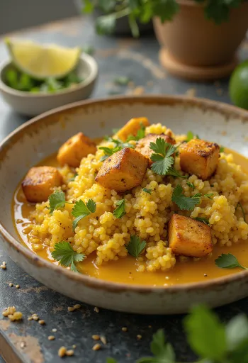 Curry de quinoa y tofu a la lima