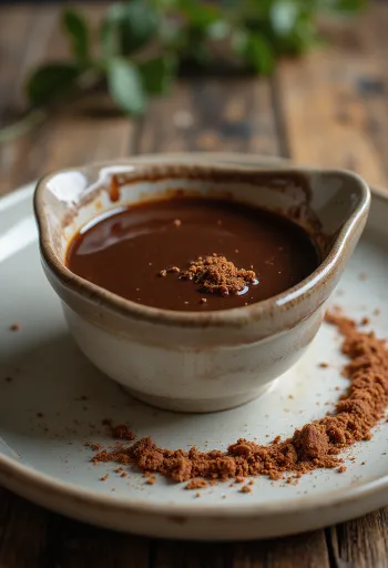Salsa dulce de chocolate y chili servida